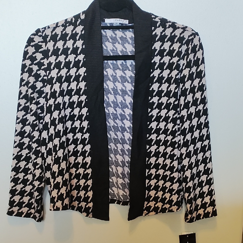 Studio One Black and White Houndstooth Cardigan